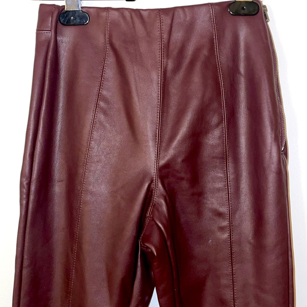 Maroon Faux Leather Pants